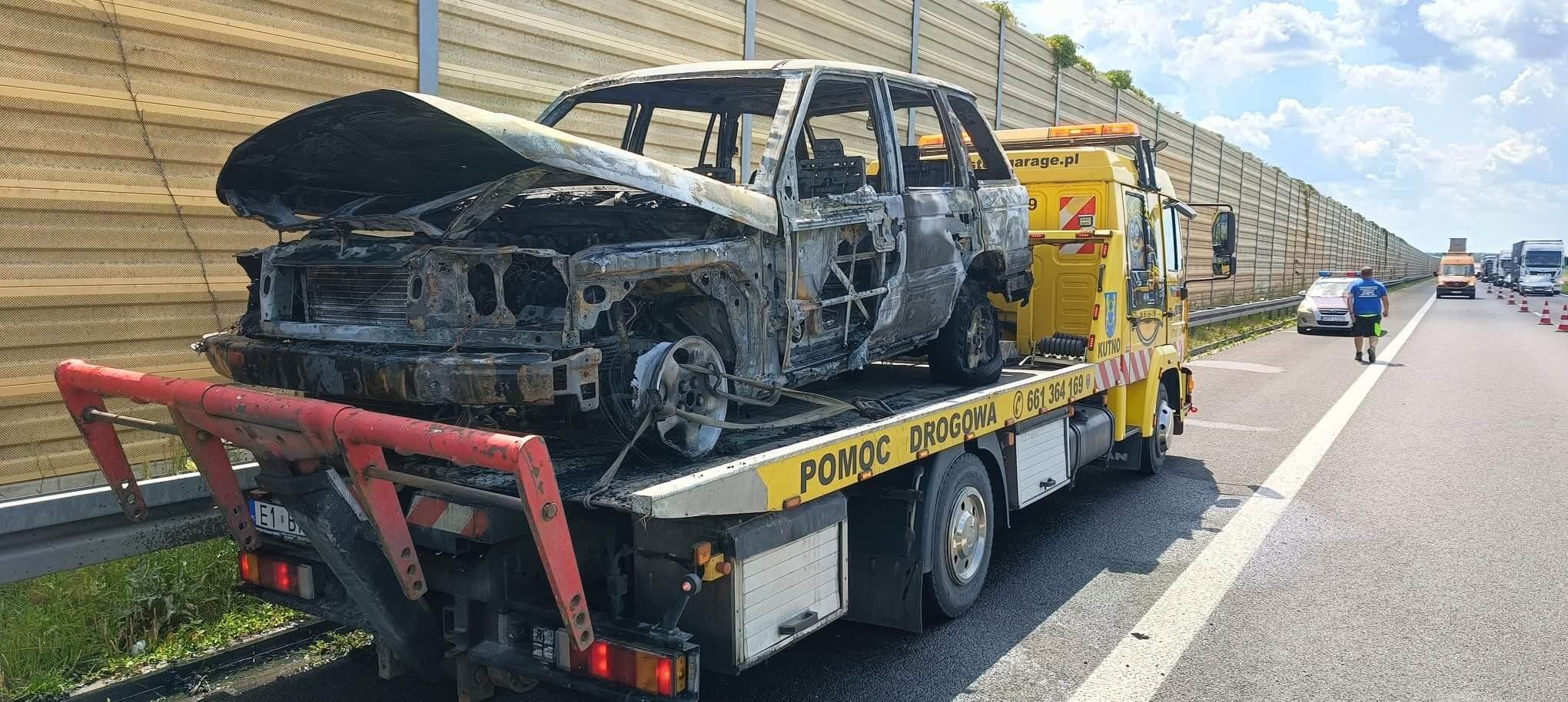 Pomoc drogowa po samozapłonie na autostradzie A1